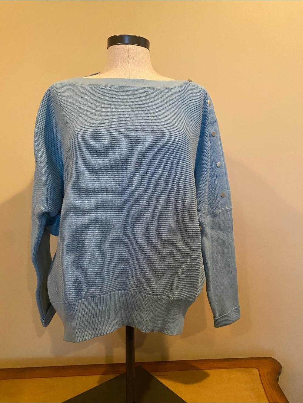 Women’s Vera Wang Blue Feather Ribbed Sweater NWOT Size M